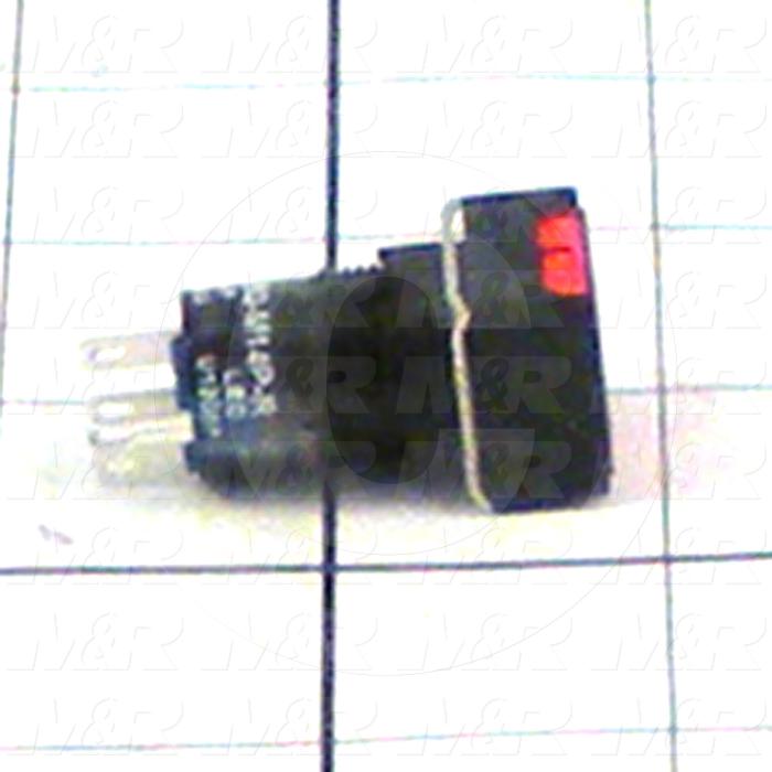 Pushbutton Switch, Momentary, Square, Red, SPDT, LED, 24VDC