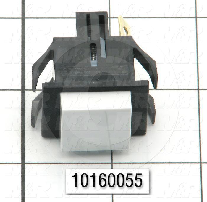 Pushbutton Switch, Momentary, Square, White, 1NO