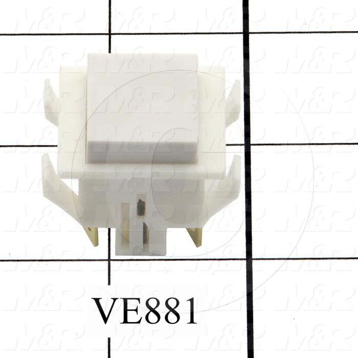 Pushbutton Switch, Rectangle, White