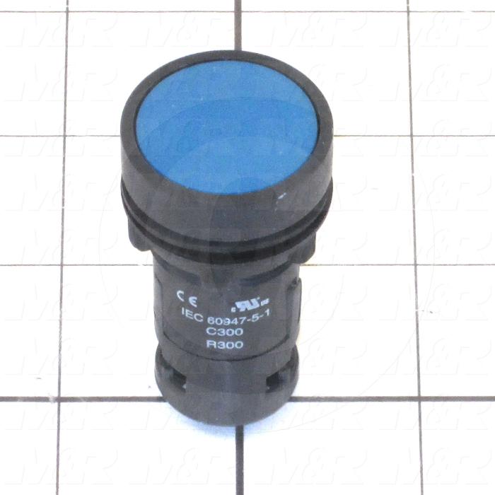 Pushbutton Switch, Unibody, Momentary, Round, 22mm, Blue, 1NO