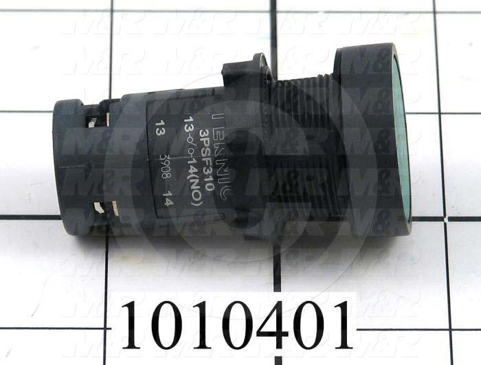 Pushbutton Switch, Unibody, Momentary, Round, 22mm, Green, 1NO