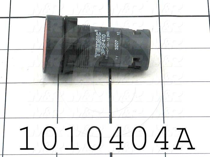 Pushbutton Switch, Unibody, Momentary, Round, 22mm, Red, 1NC