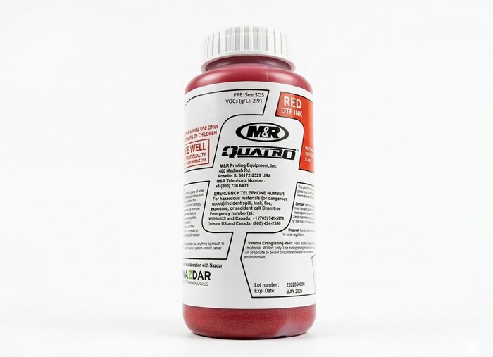 Quatro - Direct to Film (DTF), M&R Brand, 1 Liter Size, Quatro Ink - Red 1l