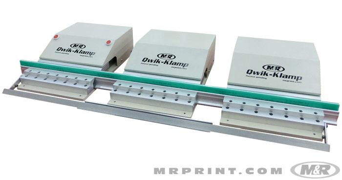 Modular Qwik-Klamp units can be joined end to end to clamp squeegee holders and blades of virtually any length