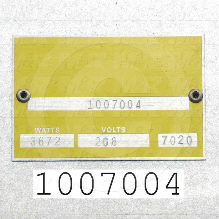 Radiant Panel, Dimension 12"x36", 3672W, Voltage 208VAC, 1-3 Phase