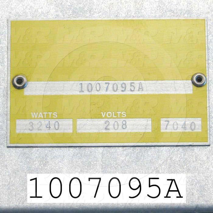 Radiant Panel, Dimension 18"x18", 3240W, Voltage 208VAC, 1-3 Phase, With Air Flow