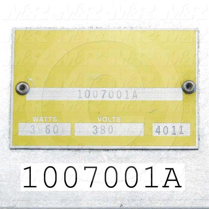 Radiant Panel, Dimension 18"x22", 3960W, Voltage 380VAC, 1-3 Phase