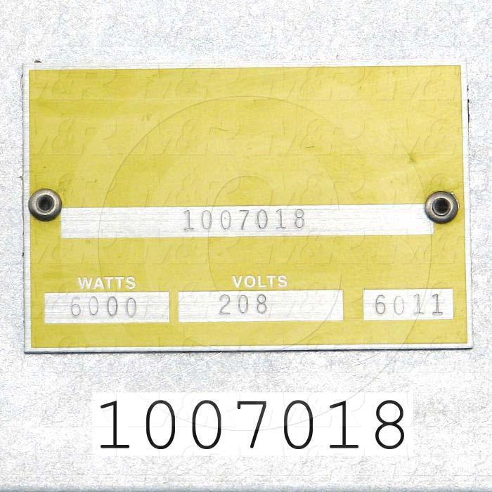 Radiant Panel, Dimension 20"x30", 6000W, Voltage 208VAC, 1-3 Phase