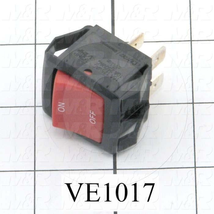 Rocker Switch, DPST, Contact Rating @ 125V 16A