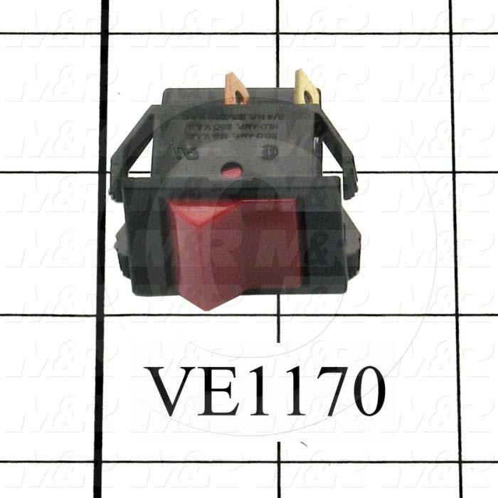 Rocker Switch, Maintained, DPST, Red