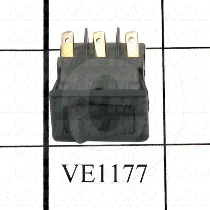 Rocker Switch, Mini, DPDT, Contact Rating @ 125V 10A, Black