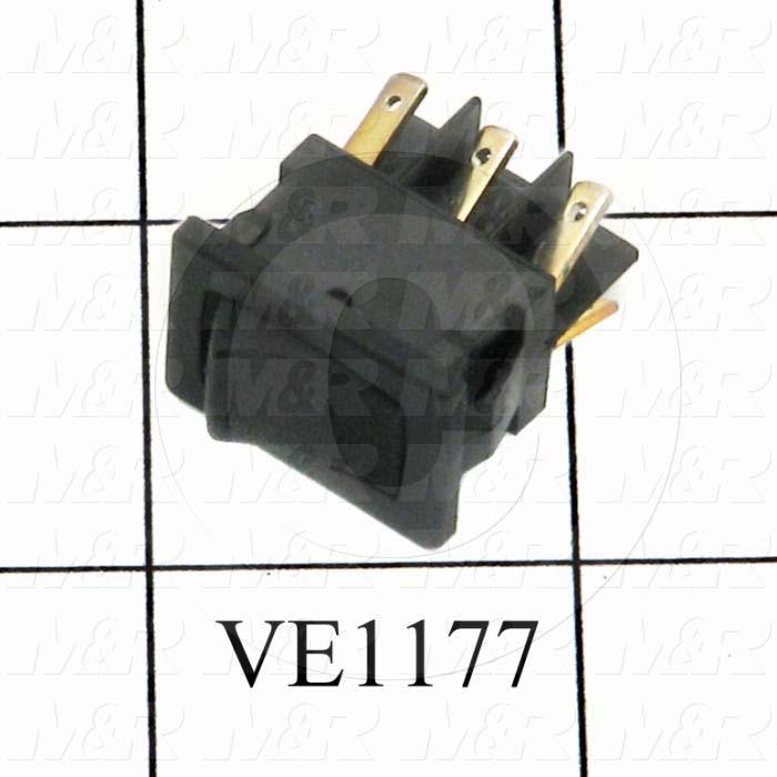 Rocker Switch, Mini, DPDT, Contact Rating @ 125V 10A, Black