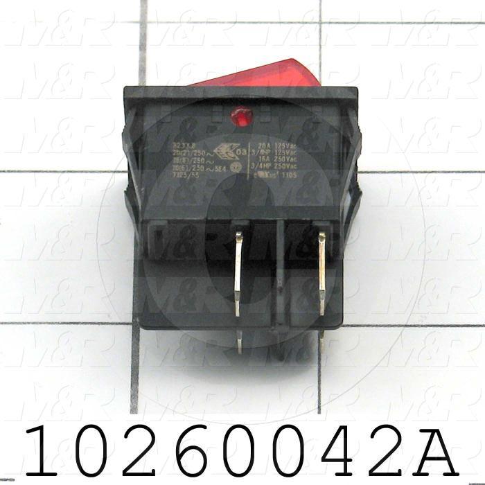 Rocker Switch, with Lamp, Contact Rating @ 125V 20A, Contact Rating @ 250V 15A