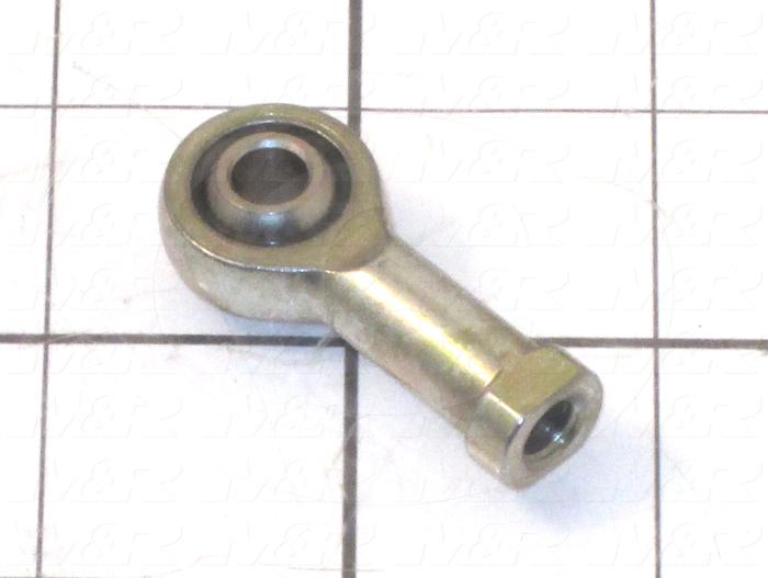Rod End and Spherical Bearing, Female, Right Hand, 1/4-28 Thread Size, 0.250" Inside Diameter, 0.375" Ball With, 1.312" Base to Center, Steel Body, Plastic Race, Steel Ball, 1