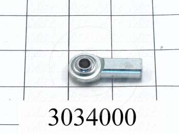 Rod End and Spherical Bearing, Female, Right Hand, 1/4-28 Thread Size, 0.250" Inside Diameter, 0.375" Ball With, 1.312" Base to Center, Steel Body, Plastic Race, Steel Ball, 1