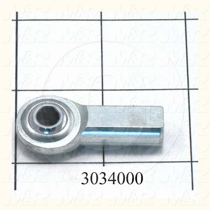 Rod End and Spherical Bearing, Female, Right Hand, 1/4-28 Thread Size, 0.250" Inside Diameter, 0.375" Ball With, 1.312" Base to Center, Steel Body, Plastic Race, Steel Ball, 1