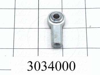 Rod End and Spherical Bearing, Female, Right Hand, 1/4-28 Thread Size, 0.250" Inside Diameter, 0.375" Ball With, 1.312" Base to Center, Steel Body, Plastic Race, Steel Ball, 1