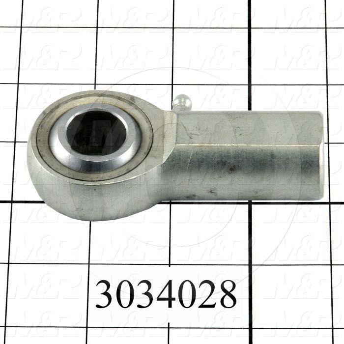 Rod End and Spherical Bearing, Female, Right Hand, 3/4-16 Thread Size, 0.75 in. Inside Diameter, 0.88" Ball With, 2.88" Base to Center, Steel Body, Steel Race, Steel Ball