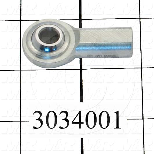 Rod End and Spherical Bearing, Female, Right Hand, 5/16-24 Thread Size, 0.313" Inside Diameter, 0.437" Ball With, 1.375" Base to Center, Steel Body, Plastic Race, Steel Ball, 1