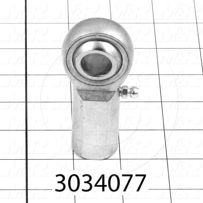 Rod End and Spherical Bearing, Female, Right Hand, 5/8-18 Thread Size, 0.625 in. Inside Diameter, 0.750" Ball With, 2.50" Base to Center, Steel Body, Steel Race, Steel Ball