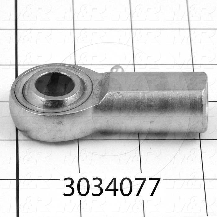 Rod End and Spherical Bearing, Female, Right Hand, 5/8-18 Thread Size, 0.625 in. Inside Diameter, 0.750" Ball With, 2.50" Base to Center, Steel Body, Steel Race, Steel Ball