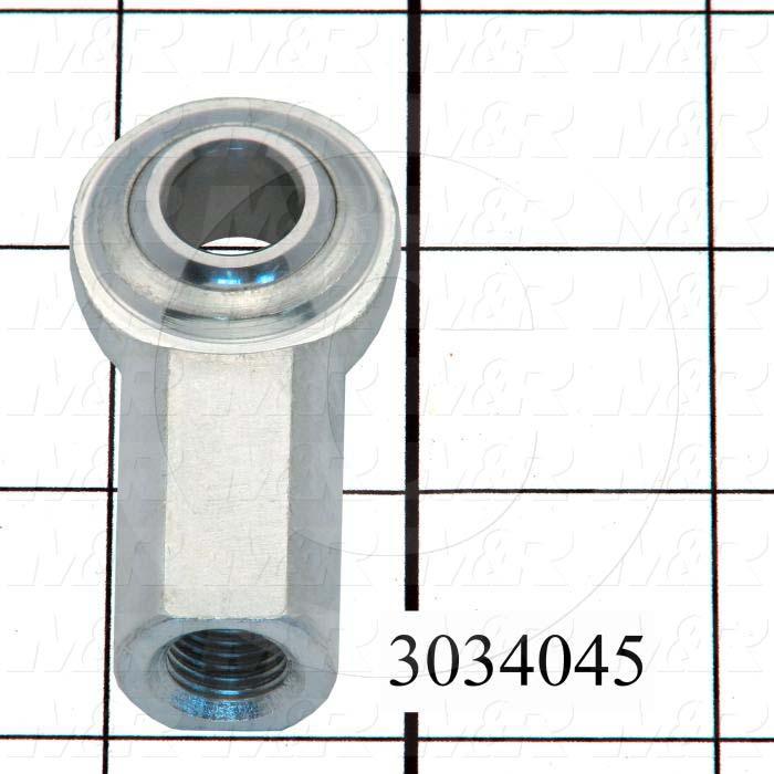 Rod End and Spherical Bearing, Female, Right Hand, 7/16-20 Thread Size, 0.437" Inside Diameter, 0.562" Ball With, 1.812" Base to Center, Steel Body, Steel Ball, 1