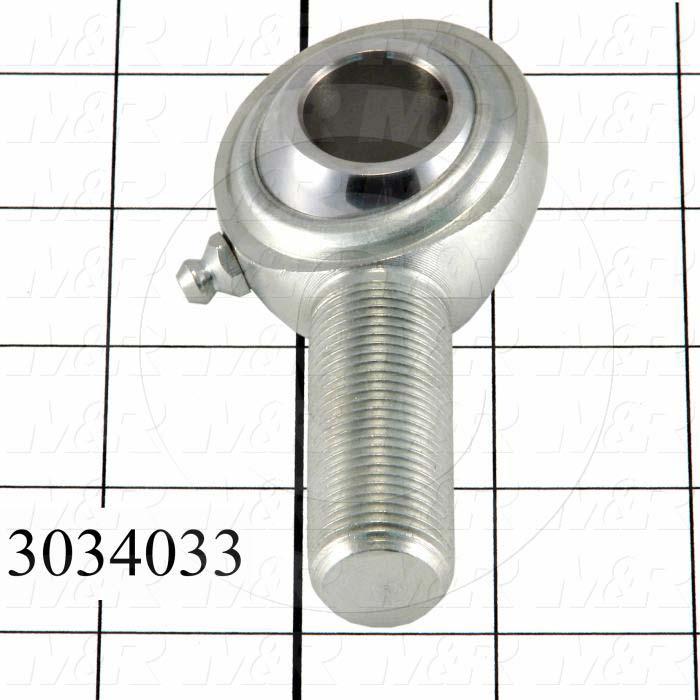 Rod End and Spherical Bearing, Male, Left Hand, 3/4-16 Thread Size, 0.75 in. Inside Diameter, 0.88" Ball With, 2.88" Base to Center, Steel Body, Steel Race, Steel Ball