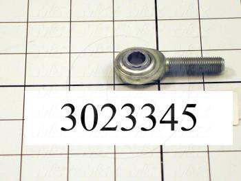 Rod End and Spherical Bearing, Male, Left Hand, 3/8-24 Thread Size, 0.38 in. Inside Diameter, 0.50" Ball With, 1.94" Base to Center, Steel Body, Plastic Race, Steel Ball, 1