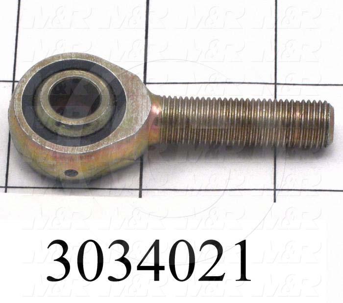 Rod End and Spherical Bearing, Male, Left Hand, 3/8-24 Thread Size, 0.38 in. Inside Diameter, 0.50" Ball With, 1.94" Base to Center, Steel Body, Steel Ball, 1