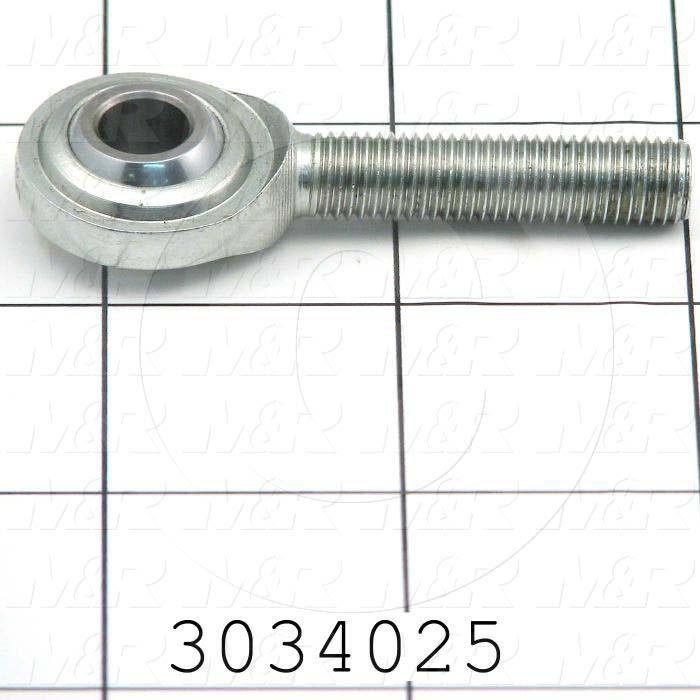 Rod End and Spherical Bearing, Male, Left Hand, 5/16-24 Thread Size, 0.313" Inside Diameter, 0.437" Ball With, 1.875" Base to Center, Steel Body, Steel Race, Steel Ball, 2