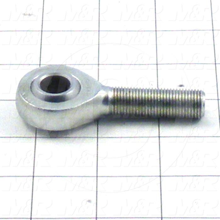 Rod End and Spherical Bearing, Male, Right Hand, 1/2-20 Thread Size, 0.50 in. Inside Diameter, 0.625" Ball With, 2.438" Base to Center, Steel Body, Steel Ball, 1
