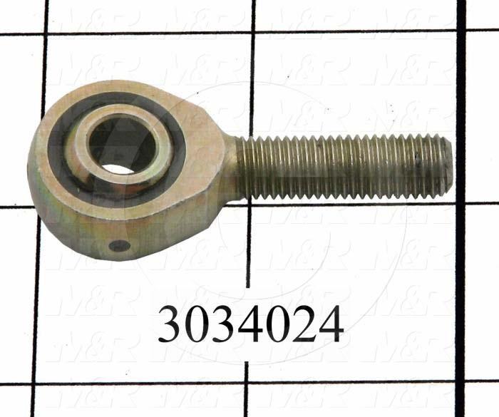 Rod End and Spherical Bearing, Male, Right Hand, 5/16-24 Thread Size, 0.313" Inside Diameter, 0.437" Ball With, 1.875" Base to Center, Steel Body, Steel Race, Steel Ball, 2