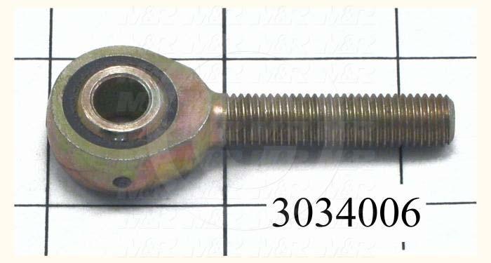 Rod End and Spherical Bearing, Male, Right Hand, 5/16-24 Thread Size, Steel Body, Steel Ball