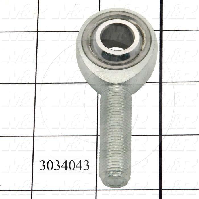 Rod End and Spherical Bearing, Male, Right Hand, 7/16-20 Thread Size, 0.437" Inside Diameter, 0.562" Ball With, 2.125" Base to Center, Steel Body, Steel Ball, 1