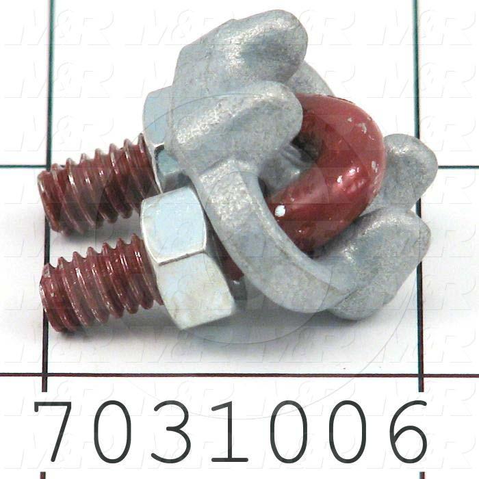 Rope Clips, Type U-Bolt, 1/8" Rope Diameter, 1 Gal. Notes, Material Steel, Zinc Plated Finish
