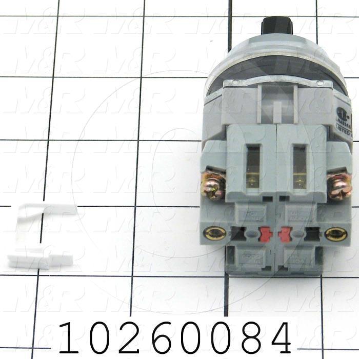 Selector Switch, Knob Operator, 2 Positions, Maintained, 2NC