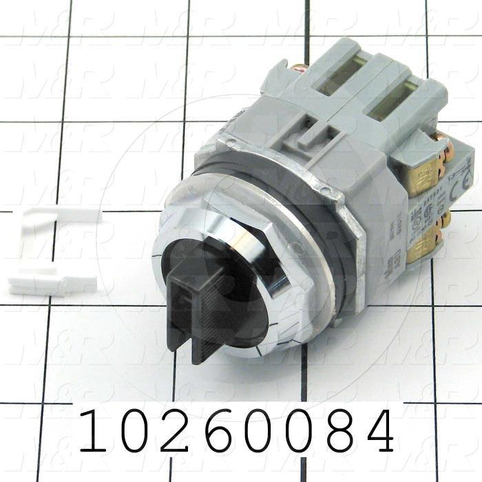 Selector Switch, Knob Operator, 2 Positions, Maintained, 2NC