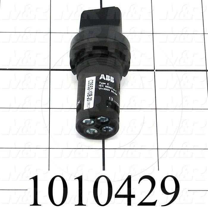 Selector Switch, Knob Operator, 3 Positions, Spring Return From Left and Right, Black, 2NO