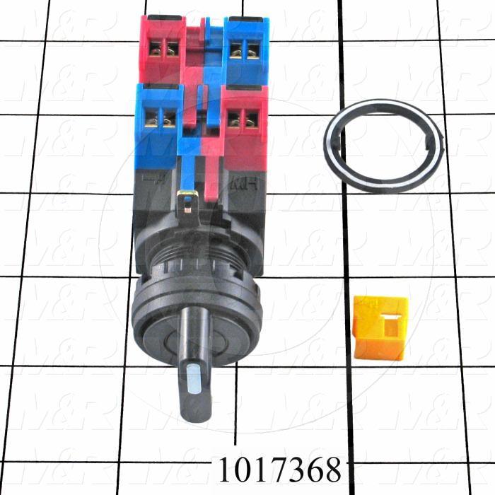 Selector Switch, Knob Operator, 4 Positions, Maintained, 2NO 2NC
