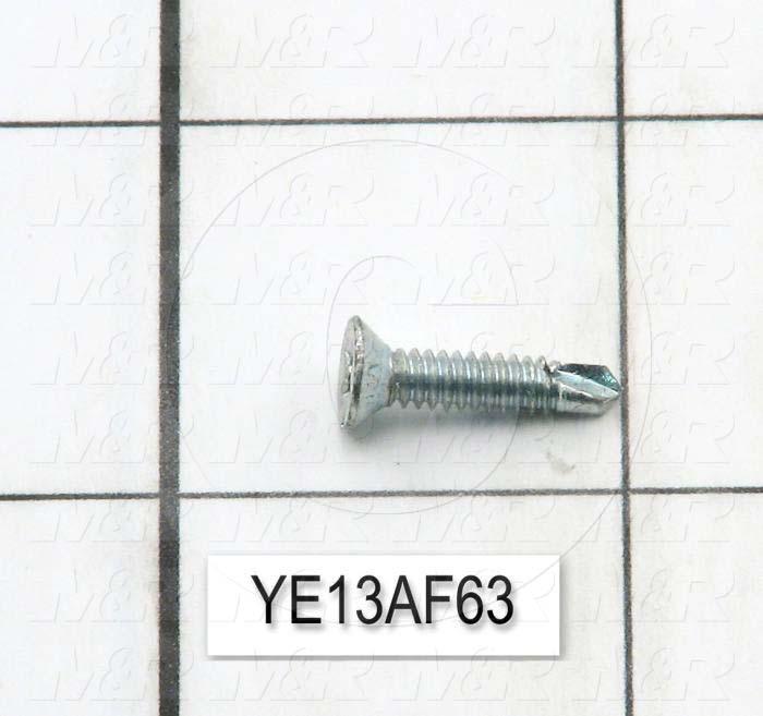 Self-Drilling Screw, Flat Phillips Head, 6-32 Thread Size, Right Hand Thread Direction, 5/8" Screw Length, Steel Material, Zinc