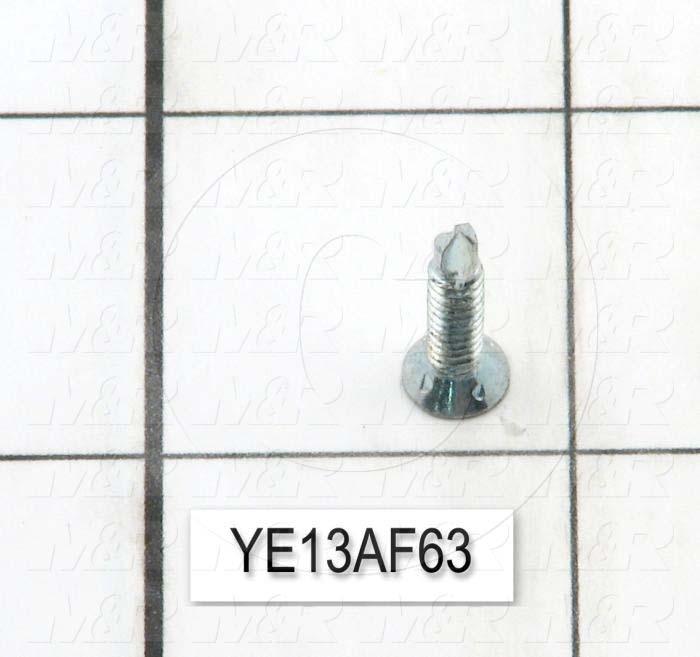 Self-Drilling Screw, Flat Phillips Head, 6-32 Thread Size, Right Hand Thread Direction, 5/8" Screw Length, Steel Material, Zinc