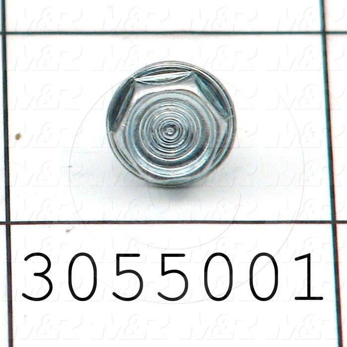 Self-Drilling Screw, Hex Washer Head, 10-16 Thread Size, 0.50" Length Under the Head, Right Hand Thread Direction, 1/2 in. Screw Length, Steel Material, Zinc