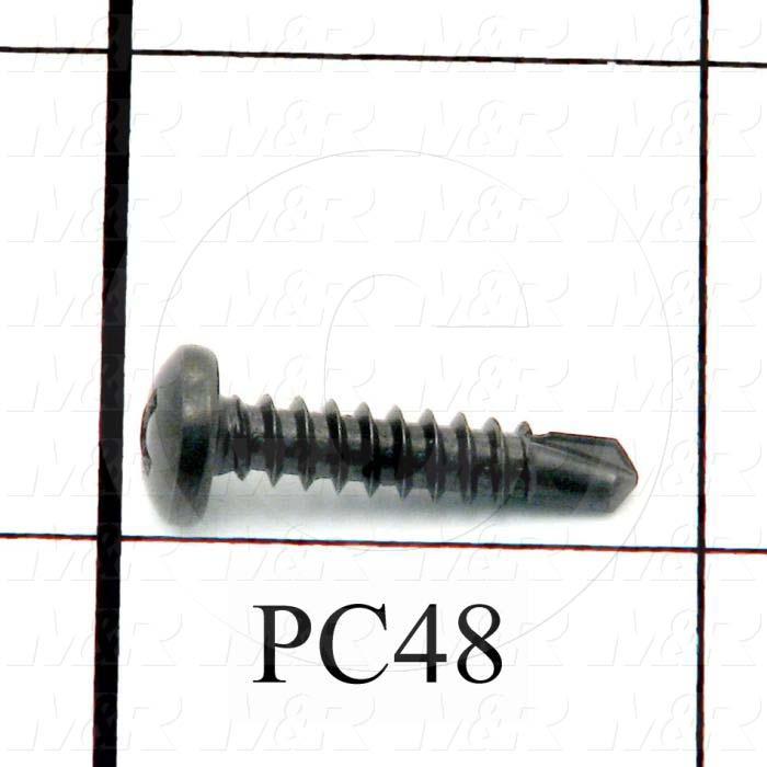 Self-Drilling Screw, Pan Phillips Head, 8-18 Thread Size, 0.75" Length Under the Head, Right Hand Thread Direction, 3/4" Screw Length, Steel Material, Black Oxide