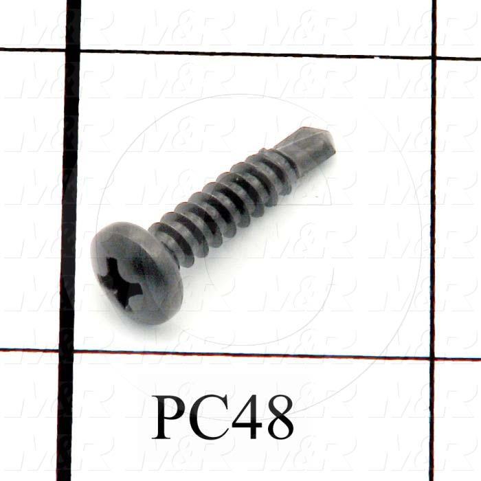 Self-Drilling Screw, Pan Phillips Head, 8-18 Thread Size, 0.75" Length Under the Head, Right Hand Thread Direction, 3/4" Screw Length, Steel Material, Black Oxide