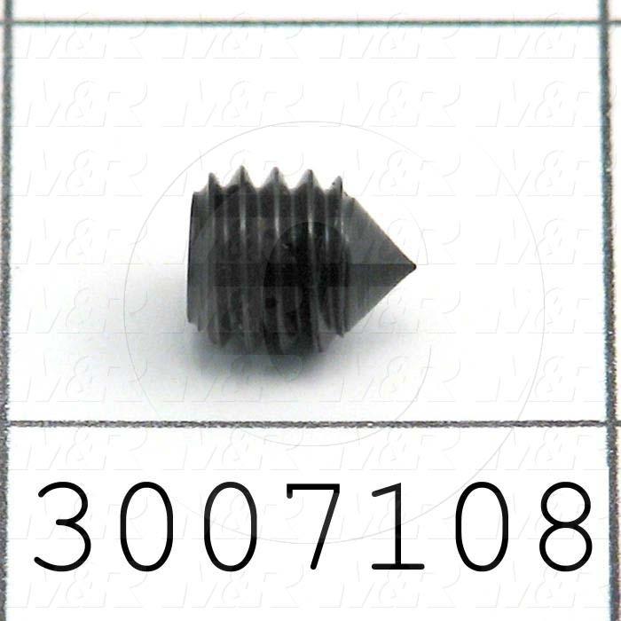 Set Screws, Socket, 5/16-18 Thread Size, 3/8" Length, Cone Point, Steel, Black