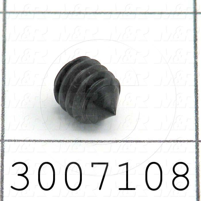 Set Screws, Socket, 5/16-18 Thread Size, 3/8" Length, Cone Point, Steel, Black