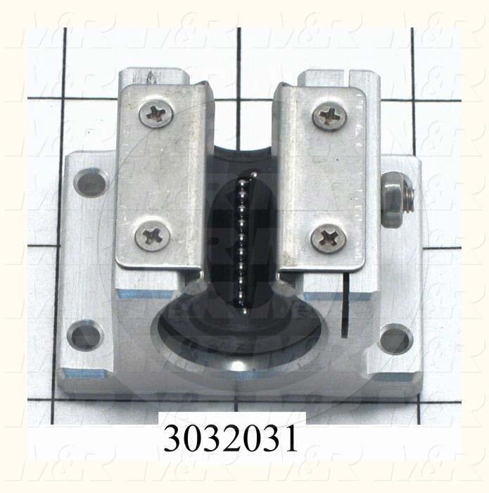 Shaft Guide, Block w/ Ball Open Bearing, Aluminum Anodized Material, 0.50" Shaft Dia., 2" Width of Block, 1 1/2" Length of Block, End Seals (Single)