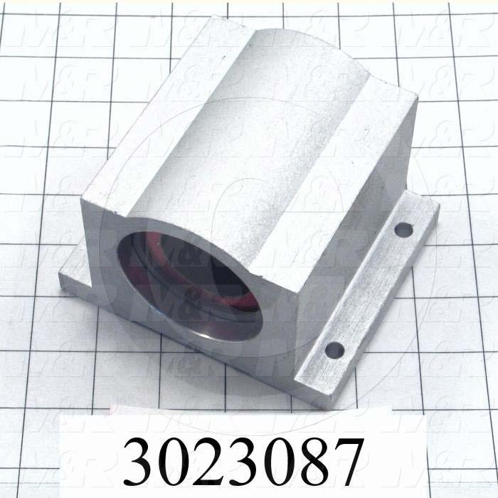 Shaft Guide, Block w/ Plane Closed Bearing, Aluminum Anodized Material, 1 1/2" Shaft Dia., 4 3/4" Width of Block, 4" Length of Block