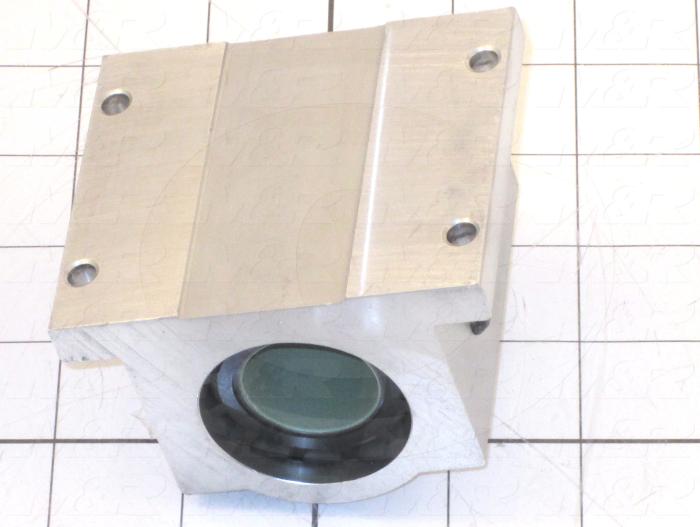 Shaft Guide, Block w/ Plane Closed Bearing, Aluminum Anodized Material, 1" Shaft Dia., 3 1/4" Width of Block, 2 13/16" Length of Block, End Seals (Single)
