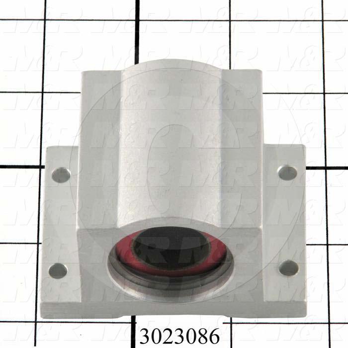 Shaft Guide, Block w/ Plane Closed Bearing, Aluminum Anodized Material, 3/4" Shaft Dia., 2 3/4" Width of Block, 2 1/16" Length of Block